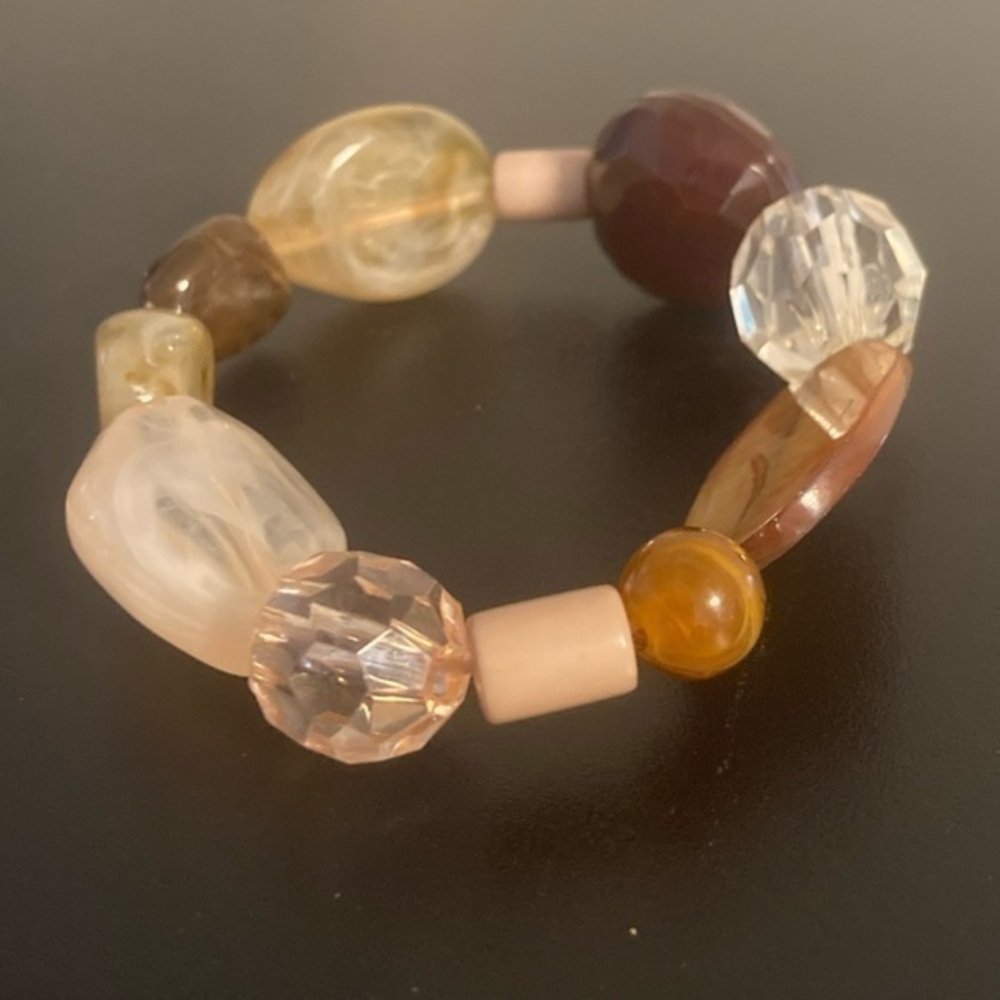Cream and brown colored beaded bracelet
